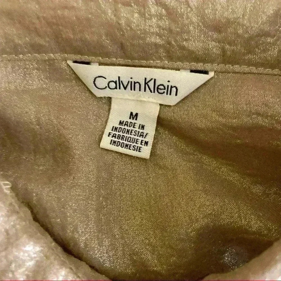 Calvin Klein Metallic Shimmer Button Down Shirt - Picture 8 of 9